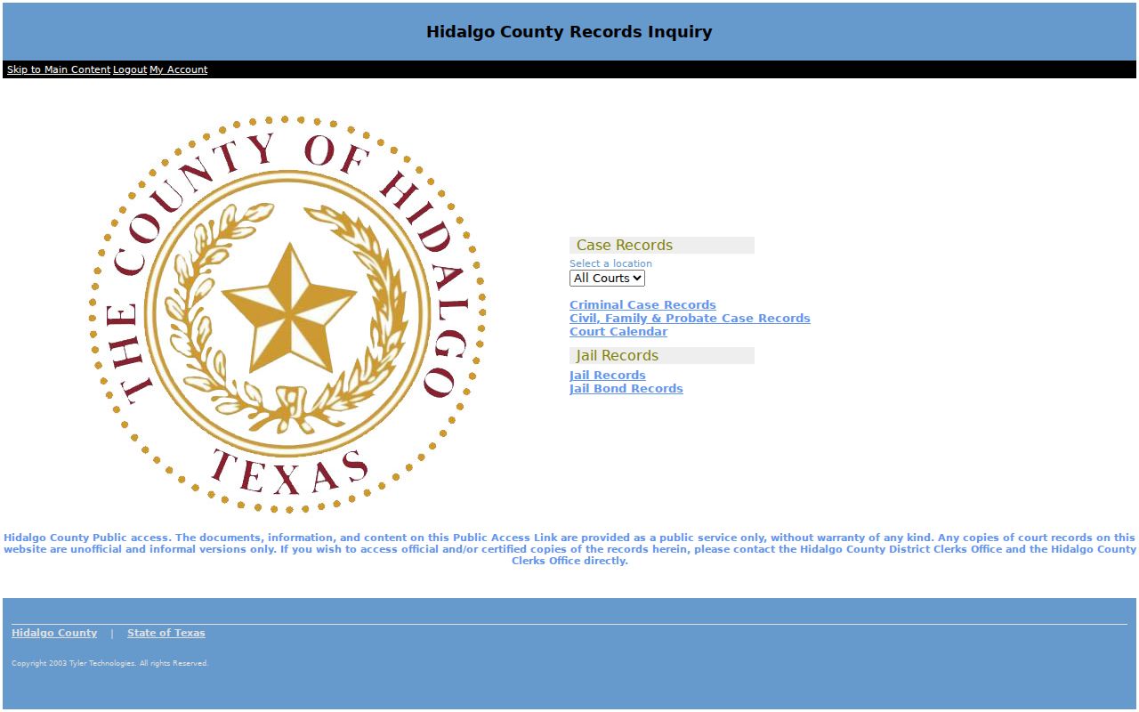 Hidalgo County criminal court cases online case and jail search