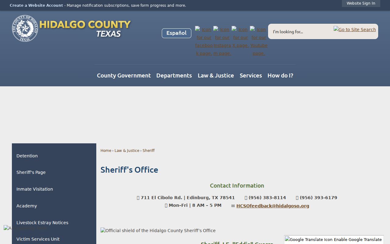 Hidalgo County Sheriff criminal records office