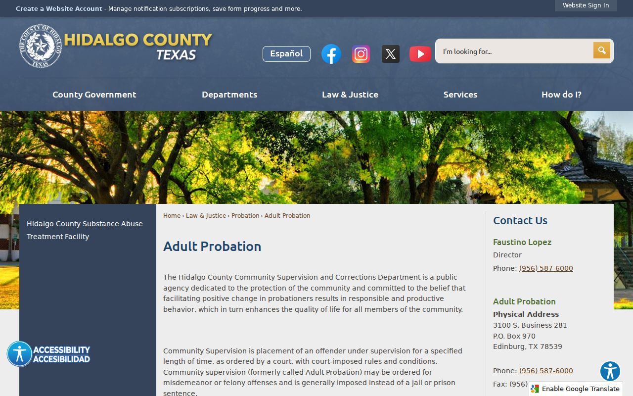 Hidalgo County criminal record supervision and CSCD programs