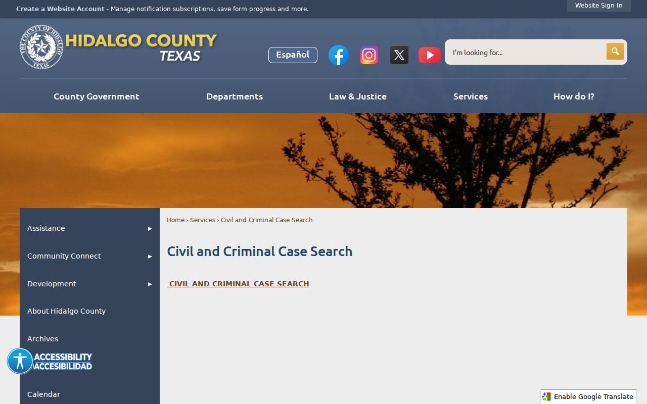 Hidalgo County criminal records case search gateway