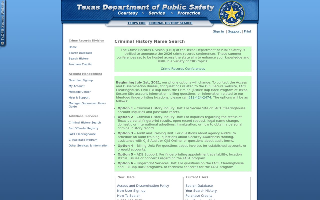 Texas DPS name search for Hidalgo County criminal history